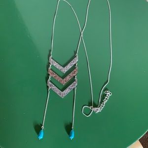 Sterling Silver and Rose Gold Chevron Necklace